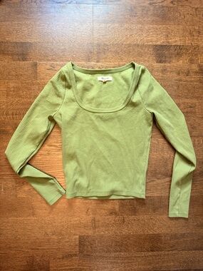 Green Madewell cropped ribbed longsleeve top XS